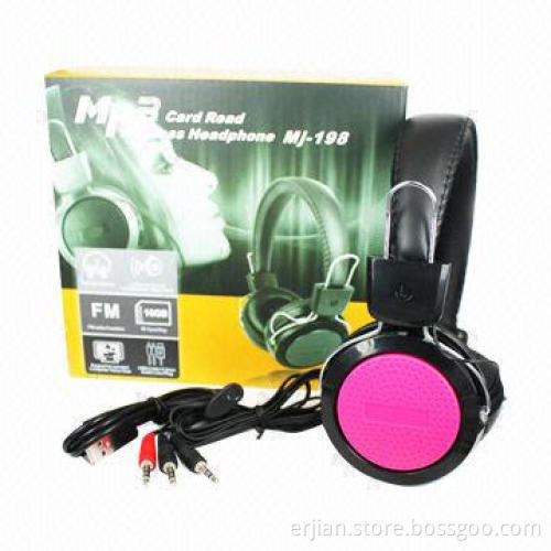 Headphones with T-Flash Card Slot and FM Radio, OEM Services Provided